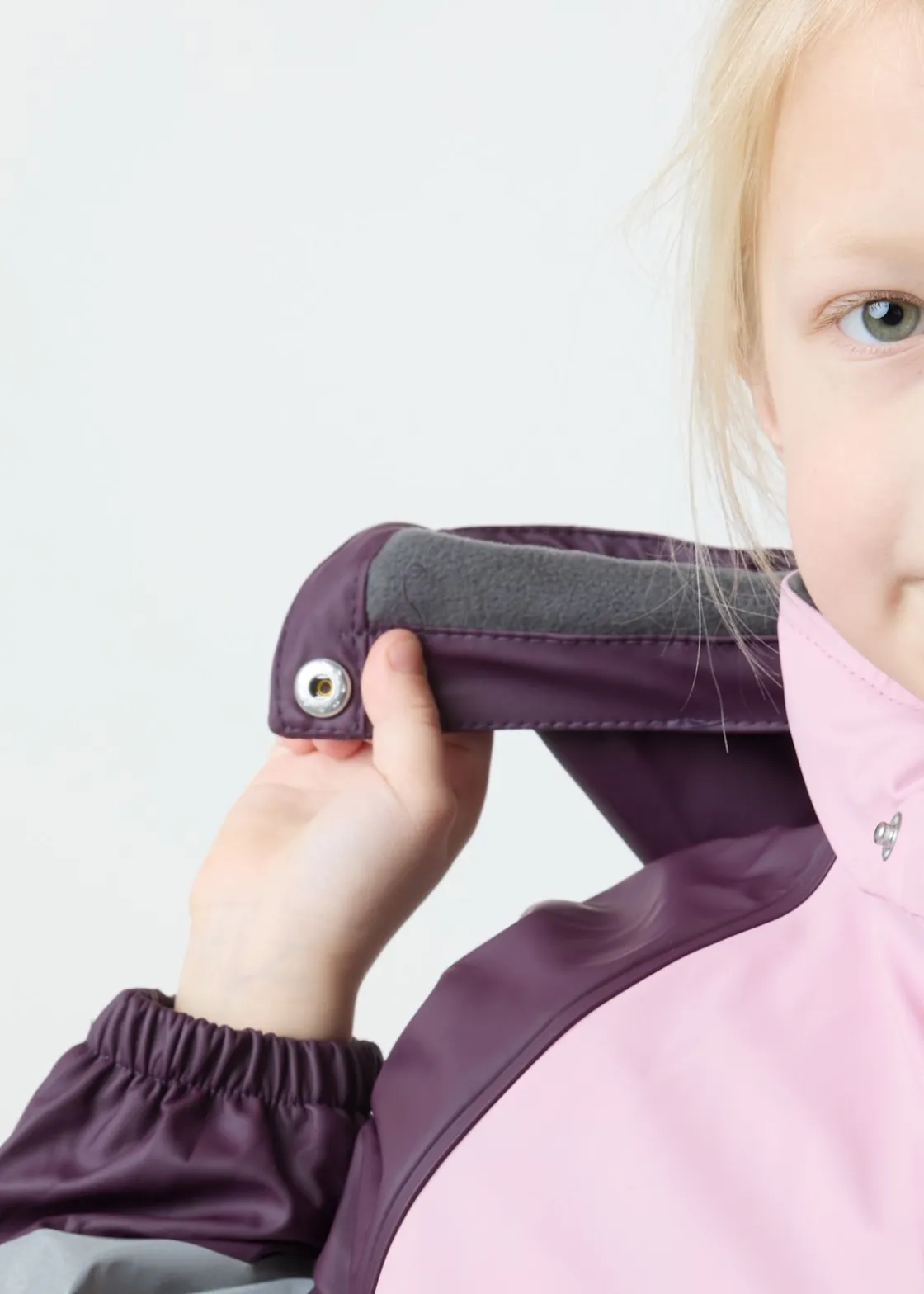 Online Swedemount Rusk Fleece Rain Set JR Lt Pink/Plum