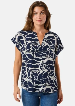 Discount Seaside Sankt Claud Tunic Top W Navy Flower