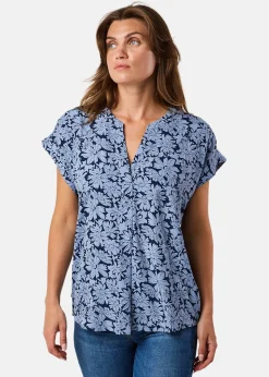 Clearance Seaside Sankt Claud Tunic Top W Daisey Flower Blue