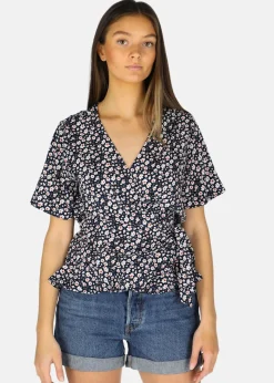 Seaside Sankt Claud Wrap Top W Navy Flower