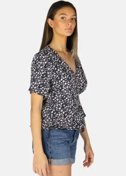 Seaside Sankt Claud Wrap Top W Navy Flower