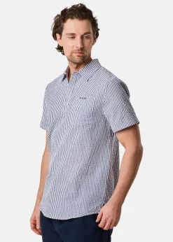 Best Seaside Seersucker Pique Shirt Navy