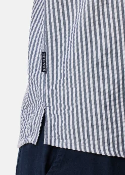 Best Seaside Seersucker Pique Shirt Navy