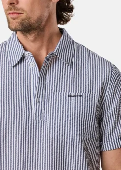 Best Seaside Seersucker Pique Shirt Navy