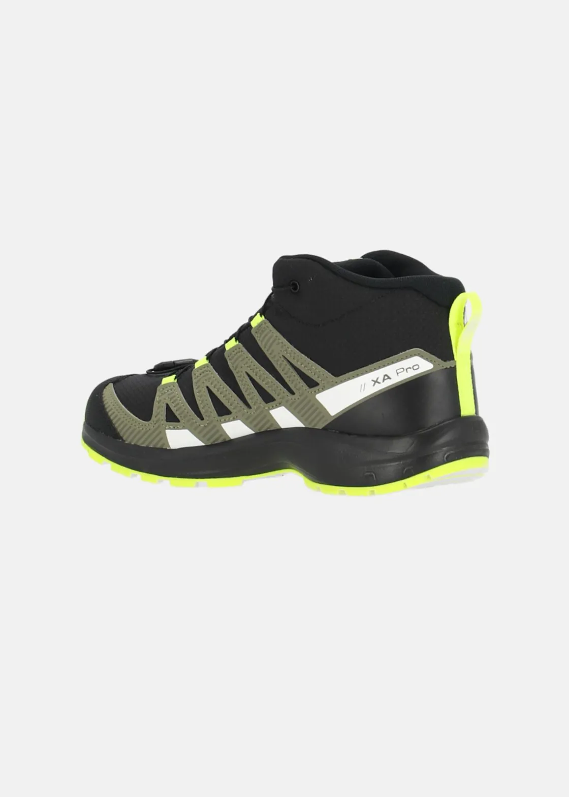 Discount Salomon SHOES XA PRO V8 MID CSWP J Bla Black/Deep Lichen Green/Safety Yell