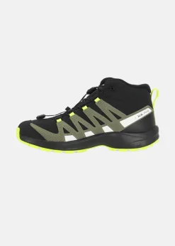 Discount Salomon SHOES XA PRO V8 MID CSWP J Bla Black/Deep Lichen Green/Safety Yell