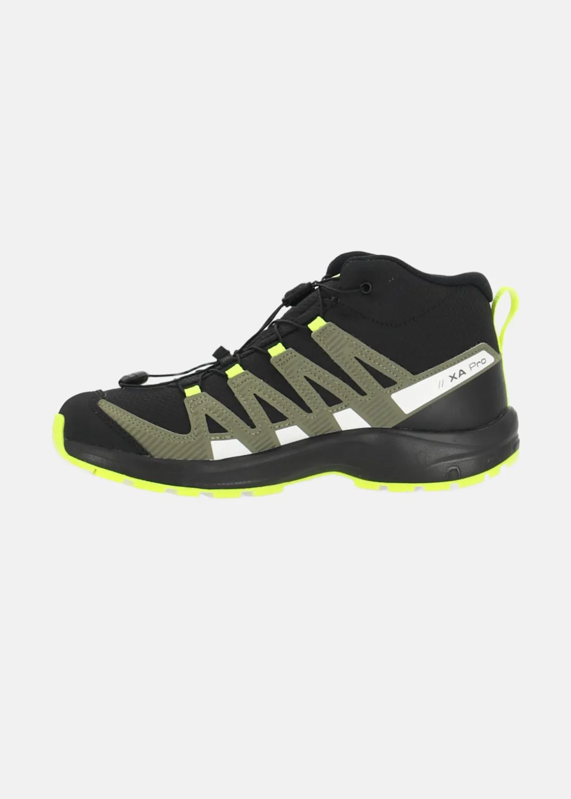 Discount Salomon SHOES XA PRO V8 MID CSWP J Bla Black/Deep Lichen Green/Safety Yell