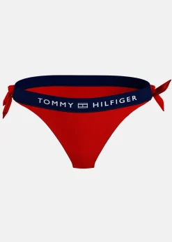 New Tommy Hilfiger SIDE TIE CHEEKY BIKI, XLG Primary Red