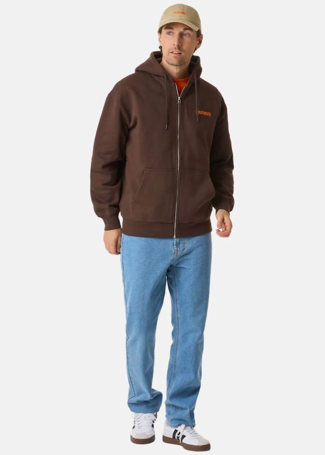 Outlet Streetworld Classic Zip Hoodie Brown