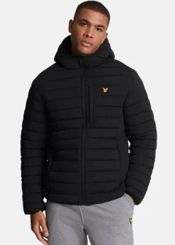 New Lyle&scott Stretch Lightweight Quilted Ja Jet Black