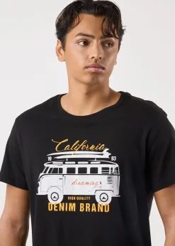 Online Denim Factory Surfer Van Tee Black