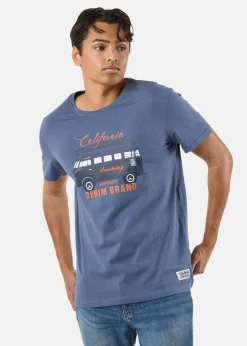 Best Denim Factory Surfer Van Tee Denim Blue