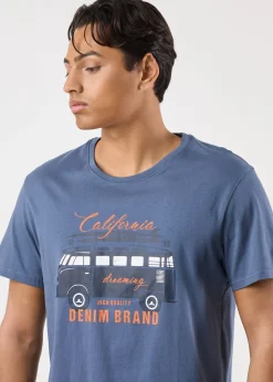 Best Denim Factory Surfer Van Tee Denim Blue