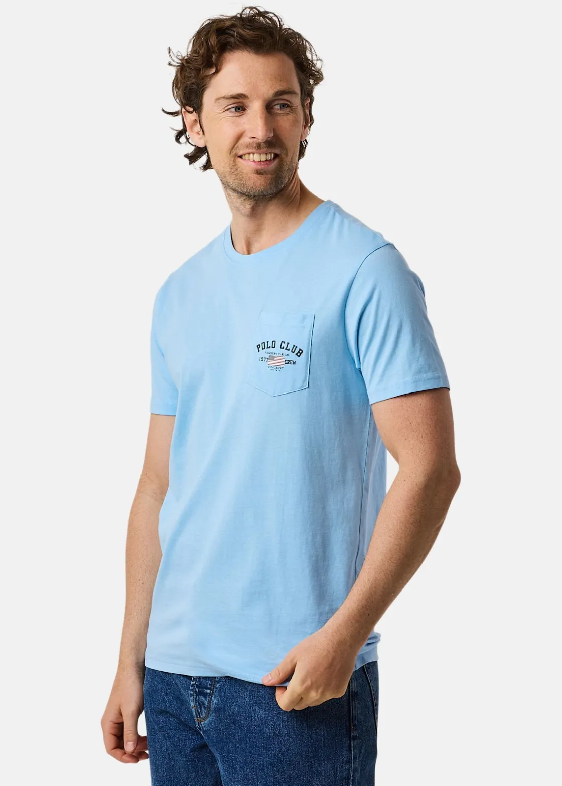 Best Saint Vincent Texas Tee (Bröstficka) Lt Blue