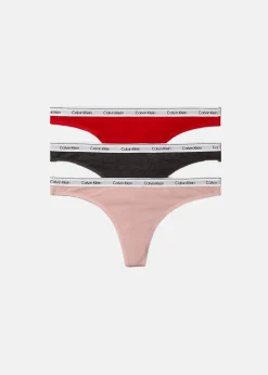 Discount Calvin Klein THONG 3PK CHARCOAL GREY/ADRENILINE RUSH/SUBDU