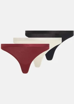 Sale Calvin Klein THONG 3PK BLACK/ COCOON/ SYRAH