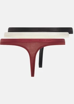 Sale Calvin Klein THONG 3PK BLACK/ COCOON/ SYRAH