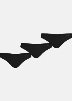 Outlet Calvin Klein THONG 3PK BLACK W/ SMOKE LOGO (3)