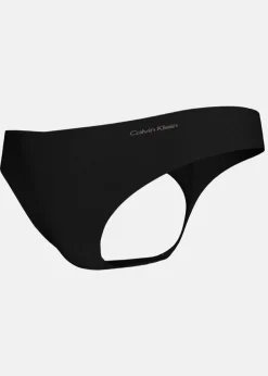 Outlet Calvin Klein THONG 3PK BLACK W/ SMOKE LOGO (3)
