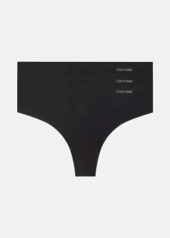 Outlet Calvin Klein THONG 3PK BLACK W/ SMOKE LOGO (3)