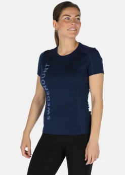 Clearance Swedemount Training Logo Tee W Navy Melange/Lt Blue Melange