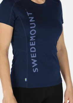 Clearance Swedemount Training Logo Tee W Navy Melange/Lt Blue Melange