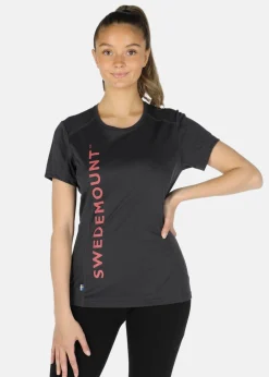 Sale Swedemount Training Logo Tee W Charcoal Melange/New Pink