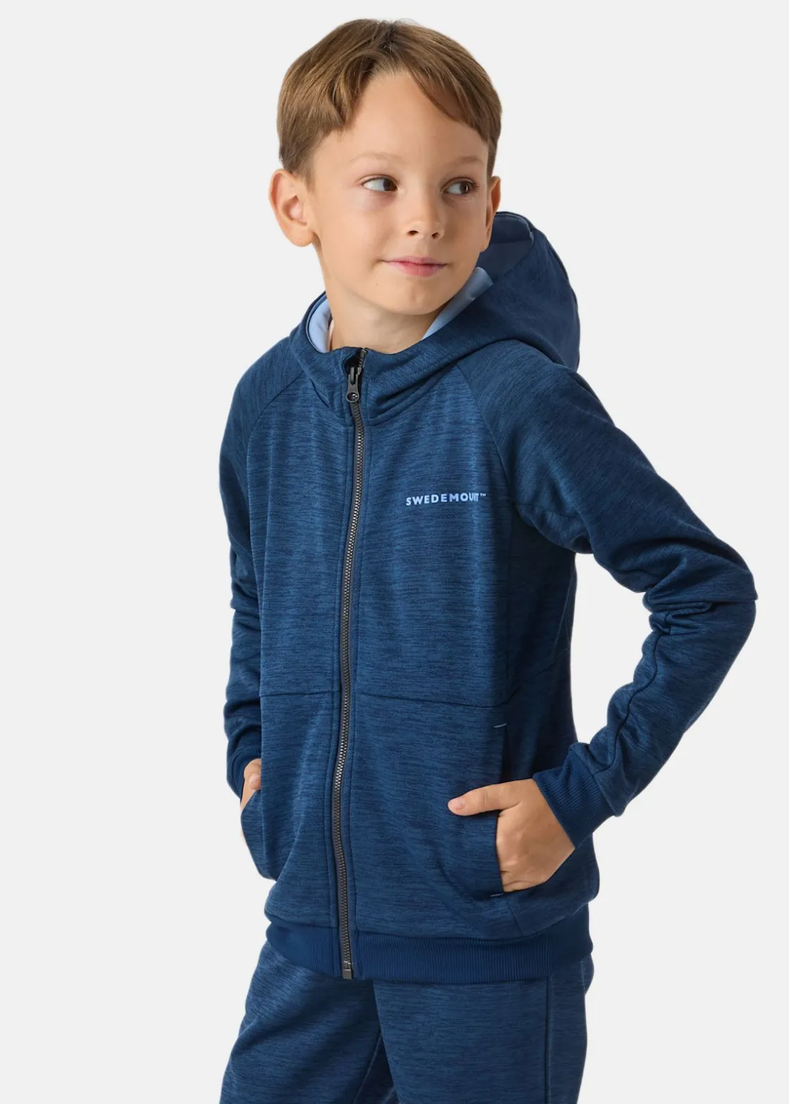 Sale Swedemount Training Logo Zip Hood JR II Navy Melange/Lt Blue
