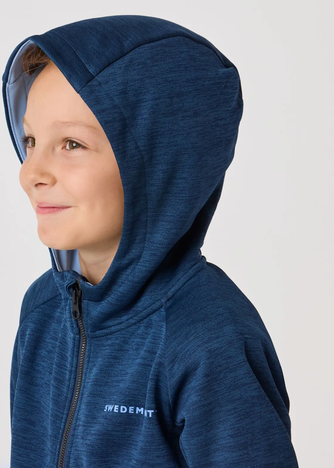 Sale Swedemount Training Logo Zip Hood JR II Navy Melange/Lt Blue