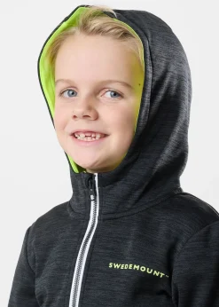 Clearance Swedemount Training Logo Zip Hood JR Charcoal Melange/Neon