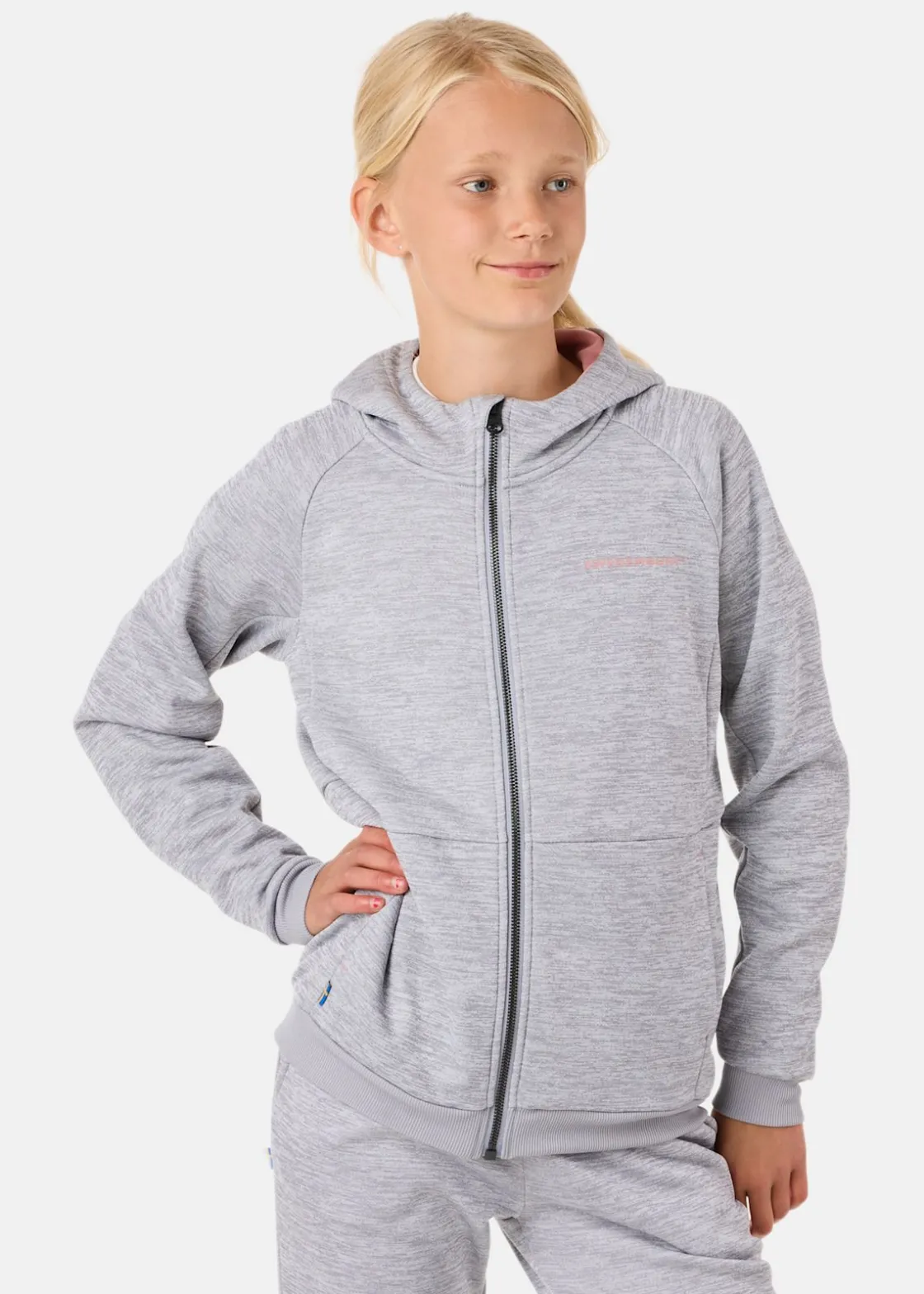 Swedemount Training Logo Zip Hood JR II Lt. Grey Melange/Dusty Rose