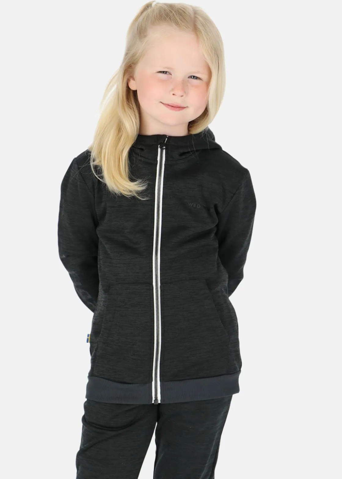 Clearance Swedemount Training Logo Zip Hood JR Charcoal Melange/Charcoal Melange