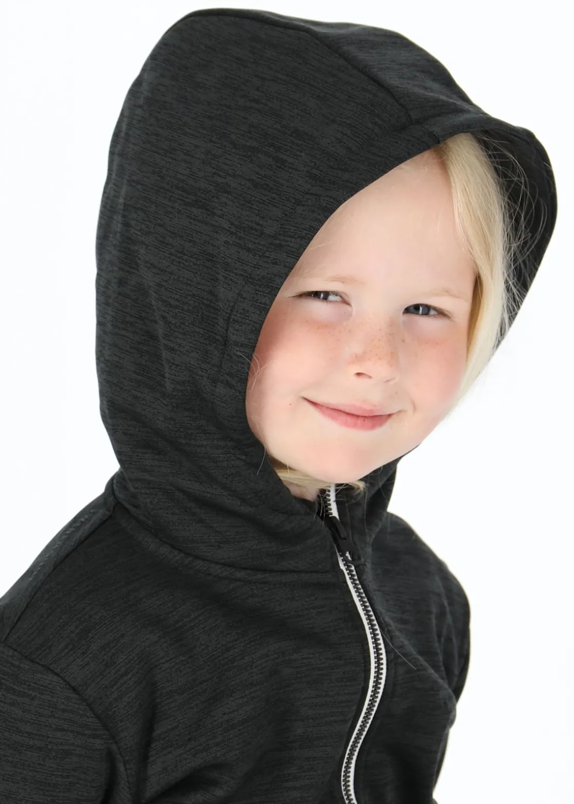 Clearance Swedemount Training Logo Zip Hood JR Charcoal Melange/Charcoal Melange
