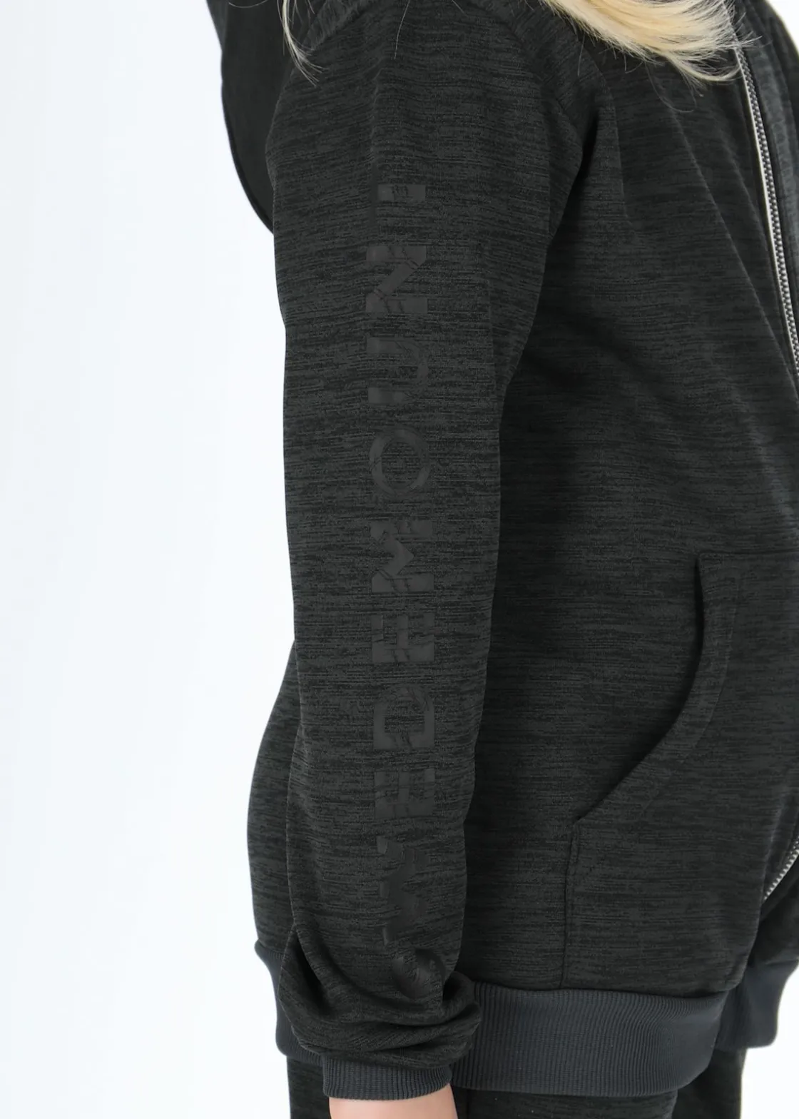 Clearance Swedemount Training Logo Zip Hood JR Charcoal Melange/Charcoal Melange