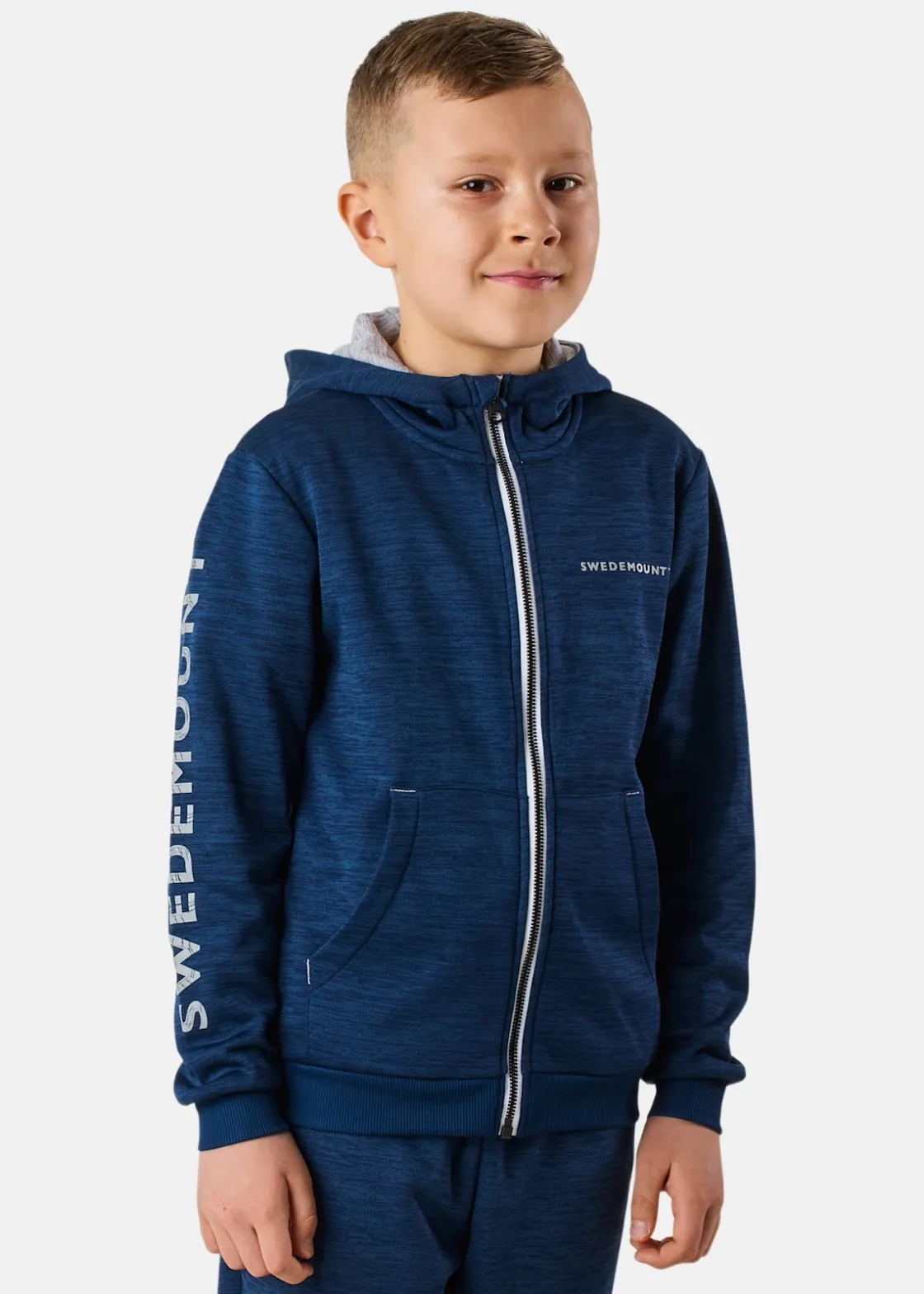 Sale Swedemount Training Logo Zip Hood JR Navy Melange/Lt. Grey Melange