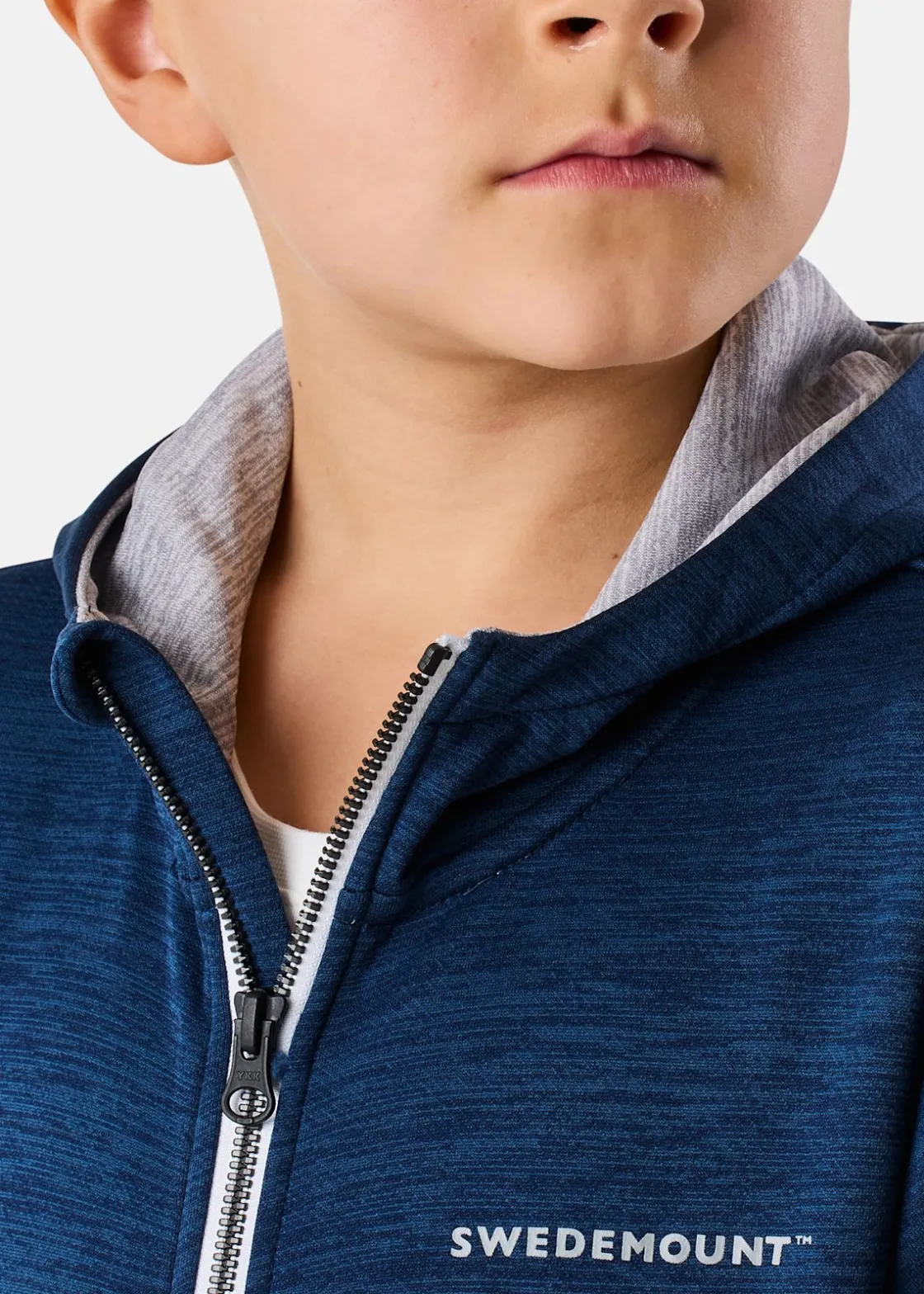 Sale Swedemount Training Logo Zip Hood JR Navy Melange/Lt. Grey Melange