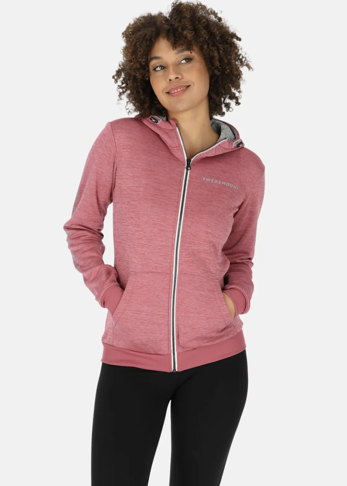 Discount Swedemount Training Logo Zip hood W Dusty Rose Melange/Lt. Grey Melange