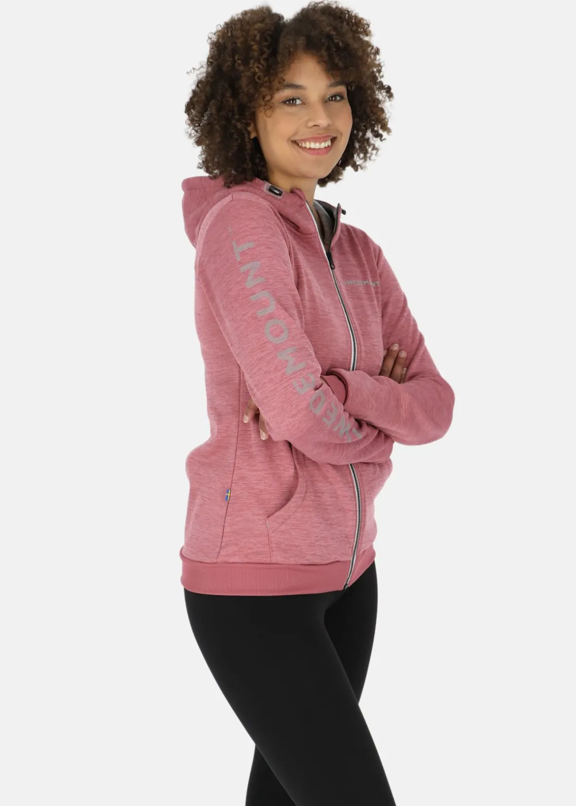 Discount Swedemount Training Logo Zip hood W Dusty Rose Melange/Lt. Grey Melange