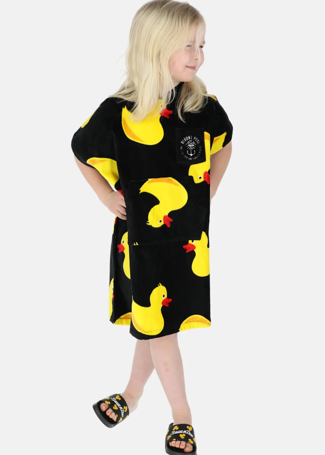 Sale Blount & Pool Tropical Beach Poncho Kids Black Yellow Duck