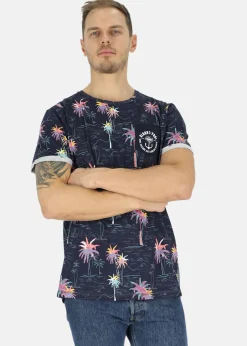 Hot Blount & Pool Tropical Pocket Tee Navy Sea Palm