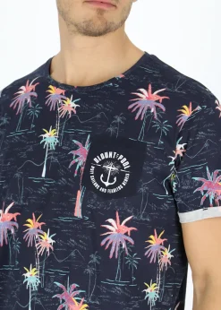 Hot Blount & Pool Tropical Pocket Tee Navy Sea Palm