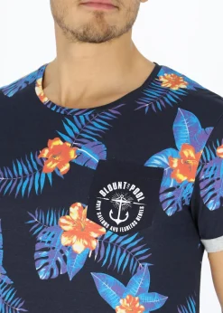 Outlet Blount & Pool Tropical Pocket Tee Navy Orange Flower