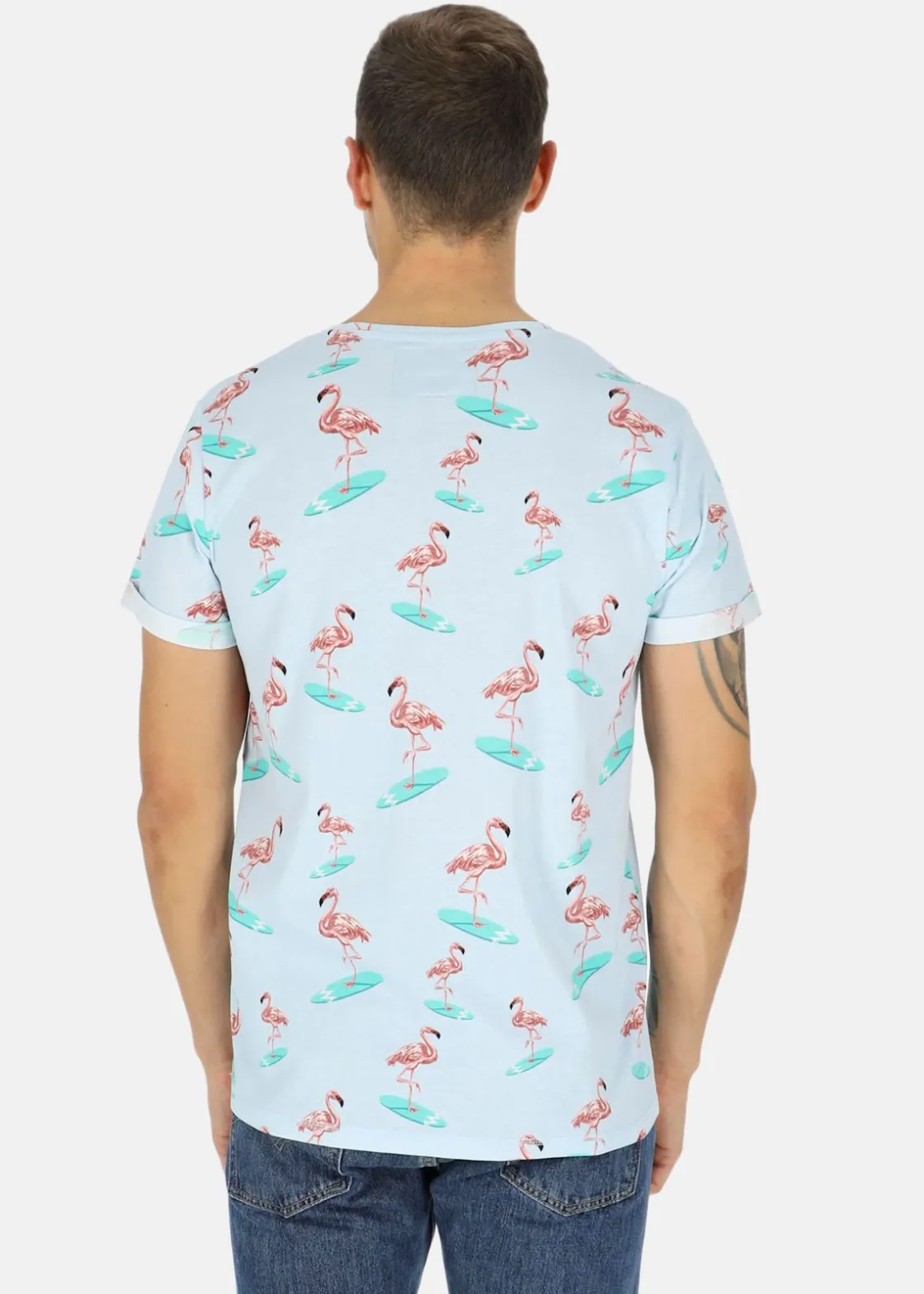 Best Blount & Pool Tropical Pocket Tee Lt. Blue Surfing Flamingo