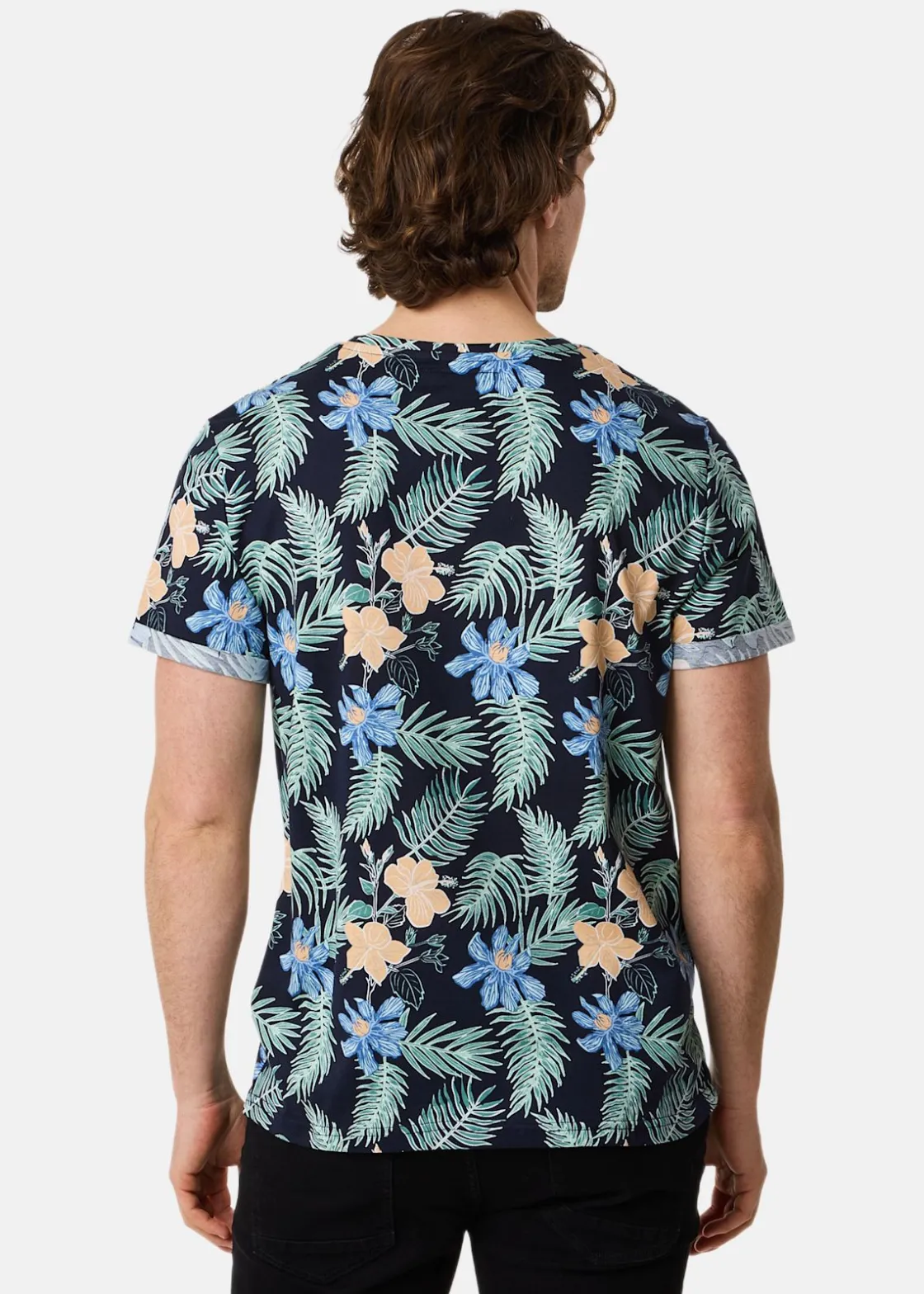 Best Blount & Pool Tropical Pocket Tee Navy Hibiscus AOP