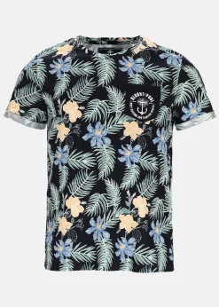 Best Blount & Pool Tropical Pocket Tee Navy Hibiscus AOP