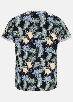 Best Blount & Pool Tropical Pocket Tee Navy Hibiscus AOP