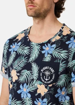 Best Blount & Pool Tropical Pocket Tee Navy Hibiscus AOP
