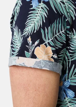 Best Blount & Pool Tropical Pocket Tee Navy Hibiscus AOP