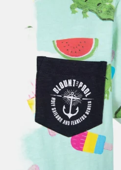 Hot Blount & Pool Tropical Pocket Tee JR Mint Crocodile