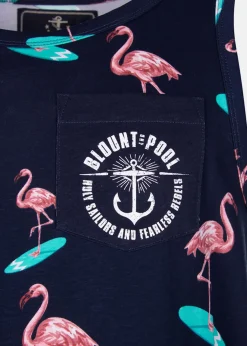 Discount Blount & Pool Tropical Singlet Navy Surfing Flamingo